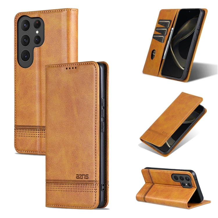 AZNS Magnetic Calf Texture Flip Leather Phone Case, For Samsung Galaxy S25 Ultra 5G, For Samsung Galaxy S24 FE 5G