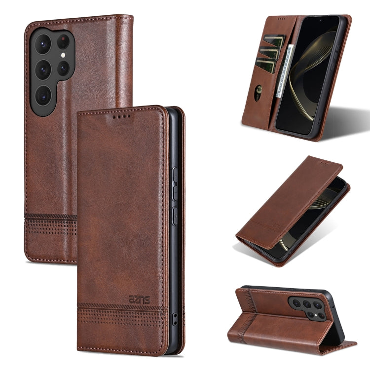 AZNS Magnetic Calf Texture Flip Leather Phone Case, For Samsung Galaxy S26+ 5G, For Samsung Galaxy S26 Ultra 5G, For Samsung Galaxy S26 5G, For Samsung Galaxy S25 FE 5G, For Samsung Galaxy S25 Edge 5G, For Samsung Galaxy S25 5G, For Samsung Galaxy S25+...