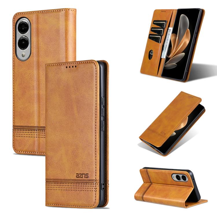 AZNS Magnetic Calf Texture Flip Leather Phone Case, For Samsung Galaxy S26+ 5G, For Samsung Galaxy S26 Ultra 5G, For Samsung Galaxy S26 5G, For Samsung Galaxy S25 FE 5G, For Samsung Galaxy S25 Edge 5G, For Samsung Galaxy S25 5G, For Samsung Galaxy S25+...