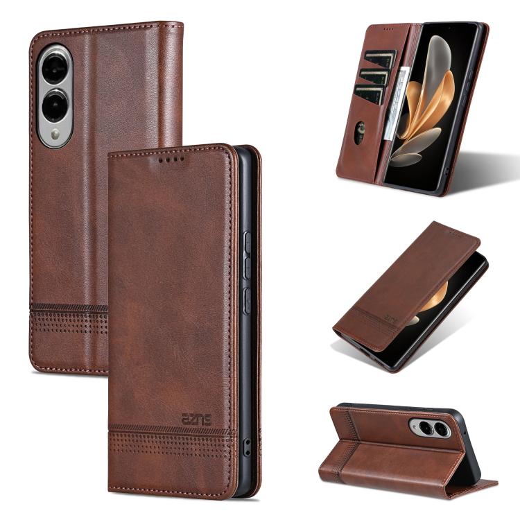 AZNS Magnetic Calf Texture Flip Leather Phone Case, For Samsung Galaxy S26+ 5G, For Samsung Galaxy S26 Ultra 5G, For Samsung Galaxy S26 5G, For Samsung Galaxy S25 FE 5G, For Samsung Galaxy S25 Edge 5G, For Samsung Galaxy S25 5G, For Samsung Galaxy S25+...