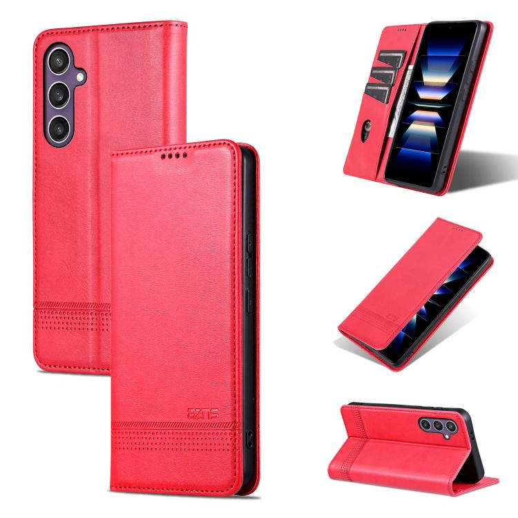 AZNS Magnetic Calf Texture Flip Leather Phone Case, For Galaxy S26 FE 5G, For Samsung Galaxy S26+ 5G, For Samsung Galaxy S26 Ultra 5G, For Samsung Galaxy S26 5G, For Samsung Galaxy S25 FE 5G, For Samsung Galaxy S25 Edge 5G, For Samsung Galaxy S25 5G   ...