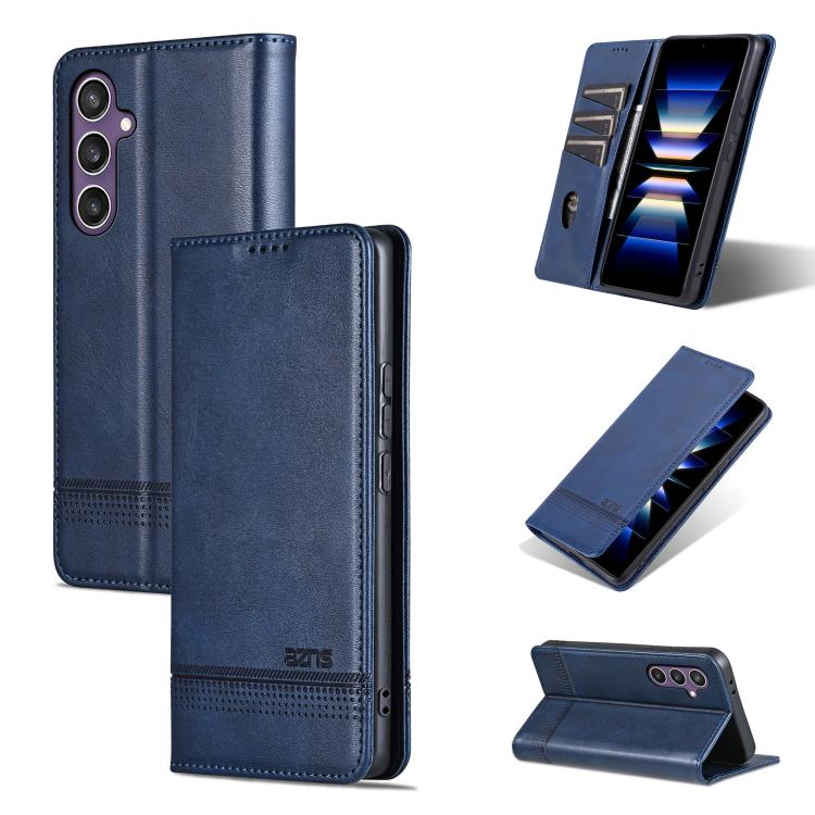 AZNS Magnetic Calf Texture Flip Leather Phone Case, For Galaxy S26 FE 5G, For Samsung Galaxy S26+ 5G, For Samsung Galaxy S26 Ultra 5G, For Samsung Galaxy S26 5G, For Samsung Galaxy S25 FE 5G, For Samsung Galaxy S25 Edge 5G, For Samsung Galaxy S25 5G   ...