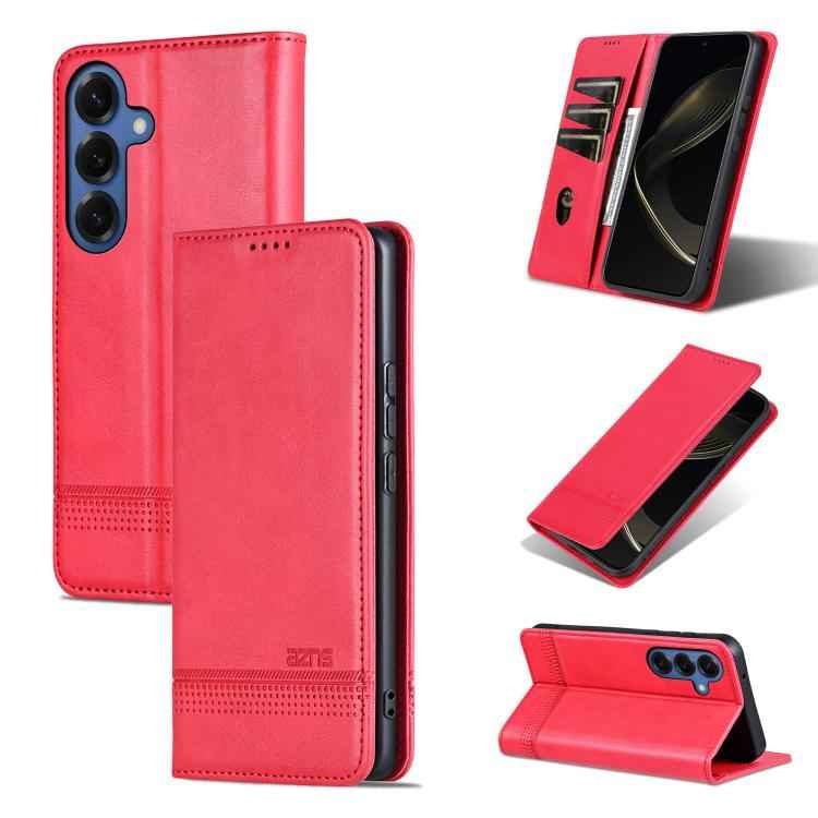 AZNS Magnetic Calf Texture Flip Leather Phone Case, For Samsung Galaxy S26+ 5G, For Samsung Galaxy S26 Ultra 5G, For Samsung Galaxy S26 5G, For Samsung Galaxy S25 FE 5G, For Samsung Galaxy S25 Edge 5G, For Samsung Galaxy S25 5G, For Samsung Galaxy S25+...