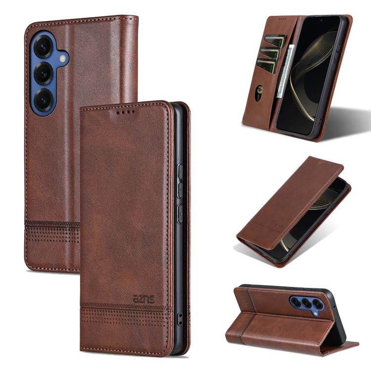 AZNS Magnetic Calf Texture Flip Leather Phone Case, For Galaxy S26 FE 5G, For Samsung Galaxy S26+ 5G, For Samsung Galaxy S26 Ultra 5G, For Samsung Galaxy S26 5G, For Samsung Galaxy S25 FE 5G, For Samsung Galaxy S25 Edge 5G, For Samsung Galaxy S25 5G   ...