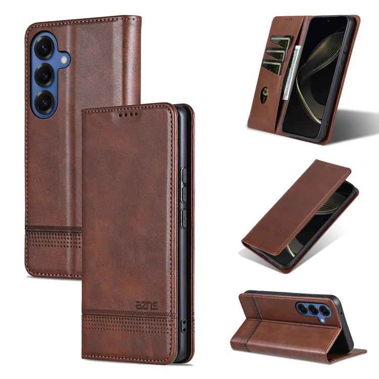 AZNS Magnetic Calf Texture Flip Leather Phone Case, For Samsung Galaxy S26+ 5G, For Samsung Galaxy S26 Ultra 5G, For Samsung Galaxy S26 5G, For Samsung Galaxy S25 FE 5G, For Samsung Galaxy S25 Edge 5G, For Samsung Galaxy S25 5G, For Samsung Galaxy S25+...