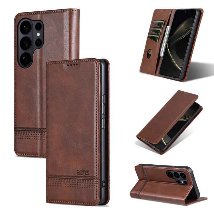 AZNS Magnetic Calf Texture Flip Leather Phone Case, For Samsung Galaxy S26+ 5G, For Samsung Galaxy S26 Ultra 5G, For Samsung Galaxy S26 5G, For Samsung Galaxy S25 FE 5G, For Samsung Galaxy S25 Edge 5G, For Samsung Galaxy S25 5G, For Samsung Galaxy S25+...