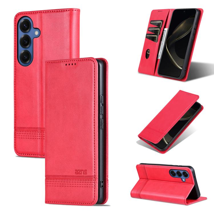 AZNS Magnetic Calf Texture Flip Leather Phone Case, For Galaxy S26 FE 5G, For Samsung Galaxy S26+ 5G, For Samsung Galaxy S26 Ultra 5G, For Samsung Galaxy S26 5G, For Samsung Galaxy S25 FE 5G, For Samsung Galaxy S25 Edge 5G, For Samsung Galaxy S25 5G   ...