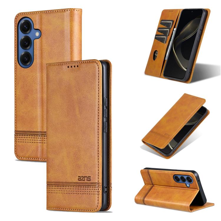 AZNS Magnetic Calf Texture Flip Leather Phone Case, For Galaxy S26 FE 5G, For Samsung Galaxy S26+ 5G, For Samsung Galaxy S26 Ultra 5G, For Samsung Galaxy S26 5G, For Samsung Galaxy S25 FE 5G, For Samsung Galaxy S25 Edge 5G, For Samsung Galaxy S25 5G   ...