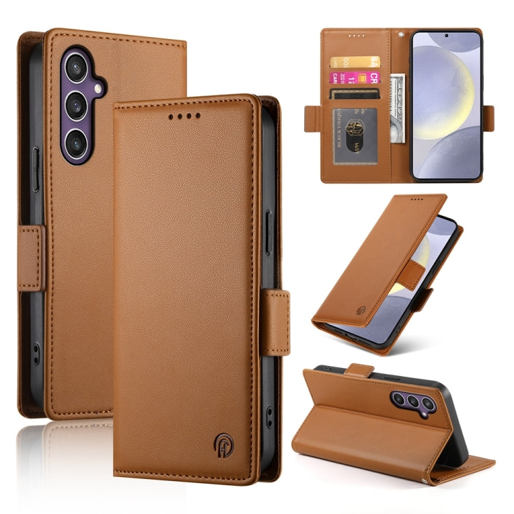 Side Buckle Magnetic Frosted Leather Phone Case, For Samsung Galaxy S25 Edge 5G, For Samsung Galaxy S25 5G, For Samsung Galaxy S25+ 5G, For Samsung Galaxy S25 Ultra 5G, For Samsung Galaxy S24 Ultra 5G, For Samsung Galaxy S24+ 5G