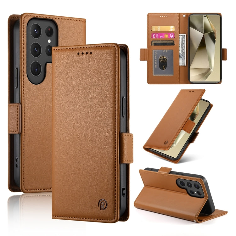 Side Buckle Magnetic Frosted Leather Phone Case, For Samsung Galaxy S25 Edge 5G, For Samsung Galaxy S25 5G, For Samsung Galaxy S25+ 5G, For Samsung Galaxy S25 Ultra 5G, For Samsung Galaxy S24 Ultra 5G, For Samsung Galaxy S24+ 5G