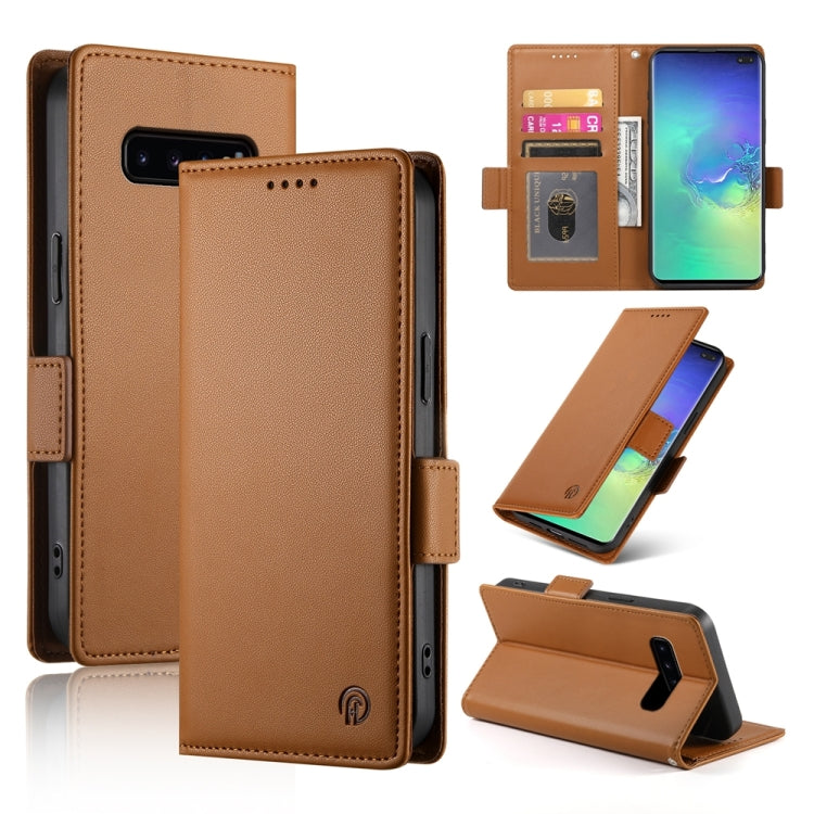 Side Buckle Magnetic Frosted Leather Phone Case, For Samsung Galaxy S10+, For Samsung Galaxy S10
