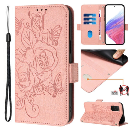 Embossed Rose RFID Anti-theft Leather Phone Case, For Samsung Galaxy S21 Ultra 5G, For Samsung Galaxy S20 Ultra, For Samsung Galaxy S20, For Samsung Galaxy S20+, For Samsung Galaxy S10e, For Samsung Galaxy S10+, For Samsung Galaxy S10