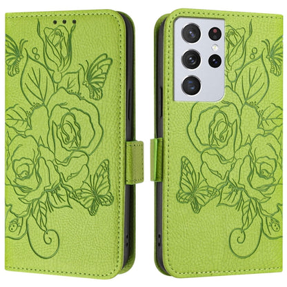 Embossed Rose RFID Anti-theft Leather Phone Case, For Samsung Galaxy S21 Ultra 5G, For Samsung Galaxy S20 Ultra, For Samsung Galaxy S20, For Samsung Galaxy S20+, For Samsung Galaxy S10e, For Samsung Galaxy S10+, For Samsung Galaxy S10