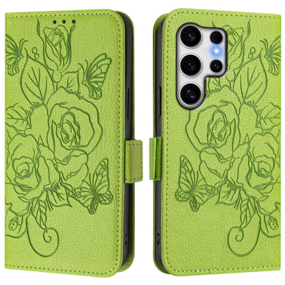 Embossed Rose RFID Anti-theft Leather Phone Case, For Samsung Galaxy S25 Ultra 5G, For Samsung Galaxy S24 FE 5G, For Samsung Galaxy S24 Ultra 5G, For Samsung Galaxy S24+ 5G, For Samsung Galaxy S24 5G, For Samsung Galaxy S23 FE 5G                       ...