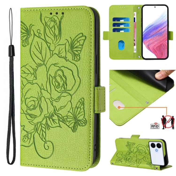 Embossed Rose RFID Anti-theft Leather Phone Case, For Samsung Galaxy S26+ 5G, For Samsung Galaxy S26 Edge 5G, For Samsung Galaxy S26 Ultra 5G, For Samsung Galaxy S26 5G, For Samsung Galaxy S25 Edge 5G, For Samsung Galaxy S25 5G, For Samsung Galaxy S25+...