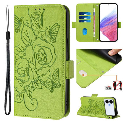 Embossed Rose RFID Anti-theft Leather Phone Case, For Galaxy S26 FE 5G, For Samsung Galaxy S26+ 5G, For Samsung Galaxy S26 Edge 5G, For Samsung Galaxy S26 Ultra 5G, For Samsung Galaxy S26 5G, For Samsung Galaxy S25 Edge 5G, For Samsung Galaxy S25 5G   ...