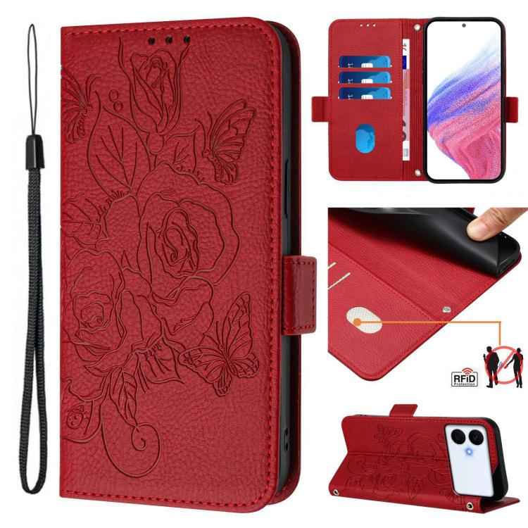 Embossed Rose RFID Anti-theft Leather Phone Case, For Samsung Galaxy S26+ 5G, For Samsung Galaxy S26 Edge 5G, For Samsung Galaxy S26 Ultra 5G, For Samsung Galaxy S26 5G, For Samsung Galaxy S25 Edge 5G, For Samsung Galaxy S25 5G, For Samsung Galaxy S25+...