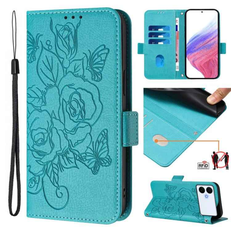 Embossed Rose RFID Anti-theft Leather Phone Case, For Samsung Galaxy S26+ 5G, For Samsung Galaxy S26 Edge 5G, For Samsung Galaxy S26 Ultra 5G, For Samsung Galaxy S26 5G, For Samsung Galaxy S25 Edge 5G, For Samsung Galaxy S25 5G, For Samsung Galaxy S25+...