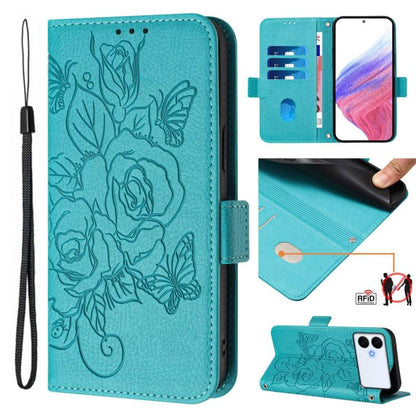 Embossed Rose RFID Anti-theft Leather Phone Case, For Galaxy S26 FE 5G, For Samsung Galaxy S26+ 5G, For Samsung Galaxy S26 Edge 5G, For Samsung Galaxy S26 Ultra 5G, For Samsung Galaxy S26 5G, For Samsung Galaxy S25 Edge 5G, For Samsung Galaxy S25 5G   ...
