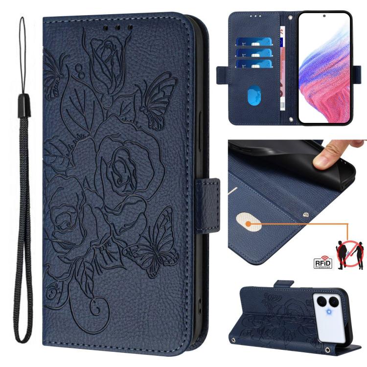Embossed Rose RFID Anti-theft Leather Phone Case, For Galaxy S26 FE 5G, For Samsung Galaxy S26+ 5G, For Samsung Galaxy S26 Edge 5G, For Samsung Galaxy S26 Ultra 5G, For Samsung Galaxy S26 5G, For Samsung Galaxy S25 Edge 5G, For Samsung Galaxy S25 5G   ...