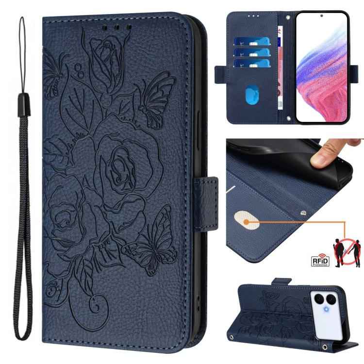 Embossed Rose RFID Anti-theft Leather Phone Case, For Samsung Galaxy S26+ 5G, For Samsung Galaxy S26 Edge 5G, For Samsung Galaxy S26 Ultra 5G, For Samsung Galaxy S26 5G, For Samsung Galaxy S25 Edge 5G, For Samsung Galaxy S25 5G, For Samsung Galaxy S25+...