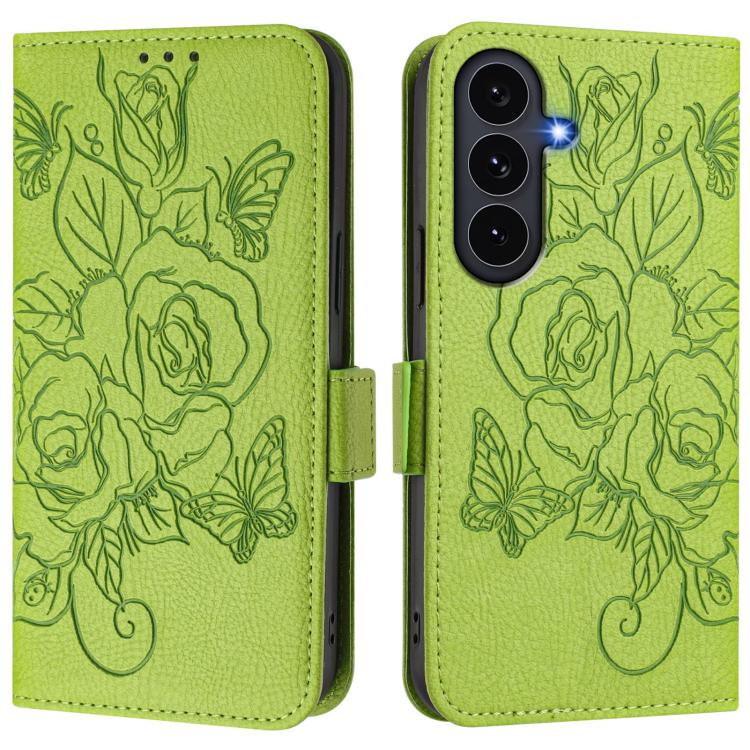 Embossed Rose RFID Anti-theft Leather Phone Case, For Galaxy S26 FE 5G, For Samsung Galaxy S26+ 5G, For Samsung Galaxy S26 Edge 5G, For Samsung Galaxy S26 Ultra 5G, For Samsung Galaxy S26 5G, For Samsung Galaxy S25 Edge 5G, For Samsung Galaxy S25 5G   ...