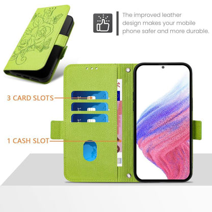Embossed Rose RFID Anti-theft Leather Phone Case, For Galaxy S26 FE 5G, For Samsung Galaxy S26+ 5G, For Samsung Galaxy S26 Edge 5G, For Samsung Galaxy S26 Ultra 5G, For Samsung Galaxy S26 5G, For Samsung Galaxy S25 Edge 5G, For Samsung Galaxy S25 5G   ...