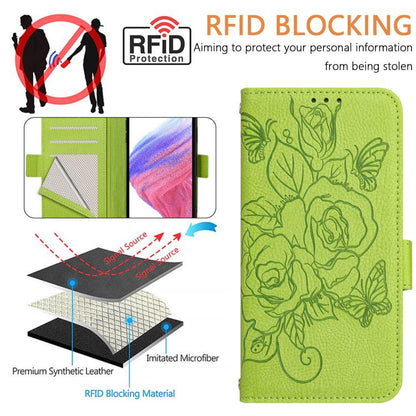 Embossed Rose RFID Anti-theft Leather Phone Case, For Galaxy S26 FE 5G, For Samsung Galaxy S26+ 5G, For Samsung Galaxy S26 Edge 5G, For Samsung Galaxy S26 Ultra 5G, For Samsung Galaxy S26 5G, For Samsung Galaxy S25 Edge 5G, For Samsung Galaxy S25 5G   ...