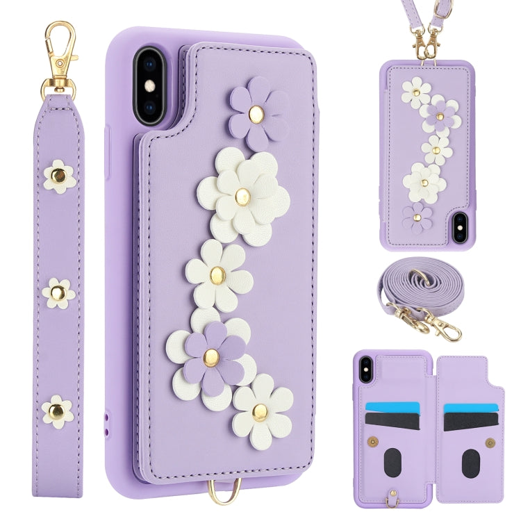 Crossbody Flower Pattern Leather Phone Case