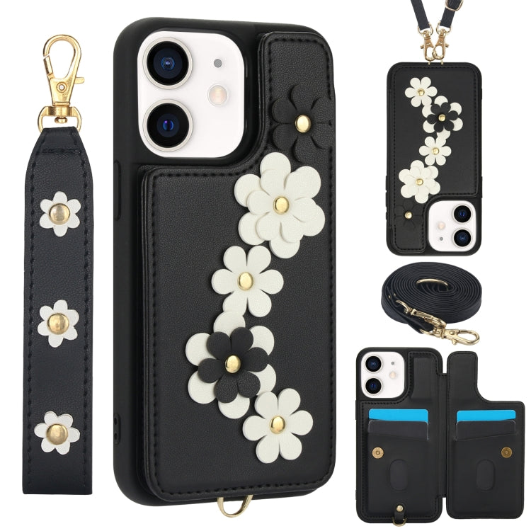 Crossbody Flower Pattern Leather Phone Case