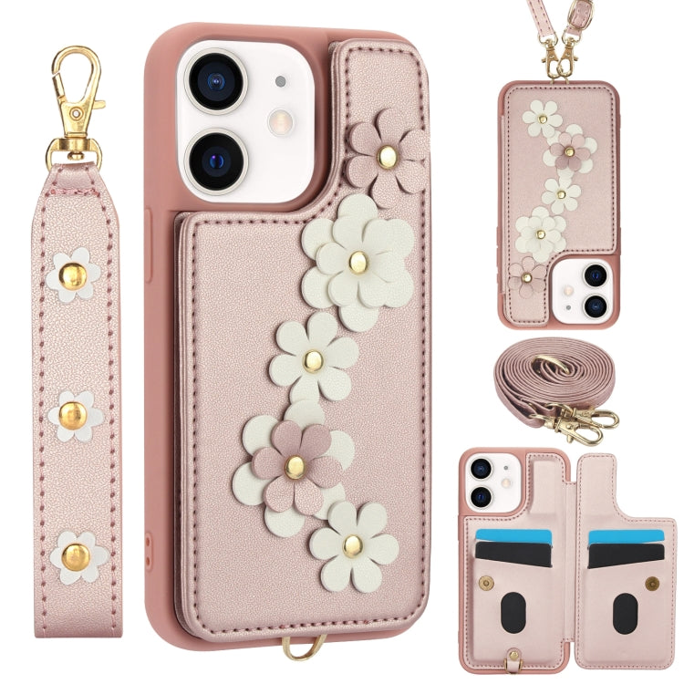 Crossbody Flower Pattern Leather Phone Case
