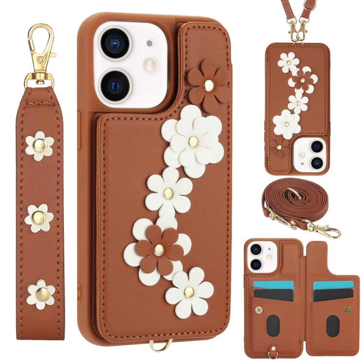 Crossbody Flower Pattern Leather Phone Case