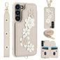 Crossbody Flower Pattern Leather Phone Case, For Samsung Galaxy S23 Ultra 5G, For Samsung Galaxy S23+ 5G, For Samsung Galaxy S22 Ultra 5G, For Samsung Galaxy S22+ 5G