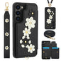 Crossbody Flower Pattern Leather Phone Case, For Samsung Galaxy S23 Ultra 5G, For Samsung Galaxy S23+ 5G, For Samsung Galaxy S22 Ultra 5G, For Samsung Galaxy S22+ 5G