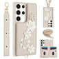 Crossbody Flower Pattern Leather Phone Case, For Samsung Galaxy S23 Ultra 5G, For Samsung Galaxy S23+ 5G, For Samsung Galaxy S22 Ultra 5G, For Samsung Galaxy S22+ 5G
