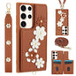 Crossbody Flower Pattern Leather Phone Case, For Samsung Galaxy S23 Ultra 5G, For Samsung Galaxy S23+ 5G, For Samsung Galaxy S22 Ultra 5G, For Samsung Galaxy S22+ 5G