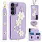 Crossbody Flower Pattern Leather Phone Case, For Samsung Galaxy S23 Ultra 5G, For Samsung Galaxy S23+ 5G, For Samsung Galaxy S22 Ultra 5G, For Samsung Galaxy S22+ 5G