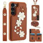Crossbody Flower Pattern Leather Phone Case, For Samsung Galaxy S23 Ultra 5G, For Samsung Galaxy S23+ 5G, For Samsung Galaxy S22 Ultra 5G, For Samsung Galaxy S22+ 5G