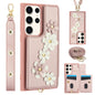 Crossbody Flower Pattern Leather Phone Case, For Samsung Galaxy S23 Ultra 5G, For Samsung Galaxy S23+ 5G, For Samsung Galaxy S22 Ultra 5G, For Samsung Galaxy S22+ 5G