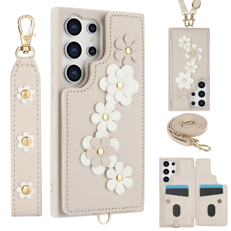 Crossbody Flower Pattern Leather Phone Case, For Samsung Galaxy S26+ 5G, For Samsung Galaxy S26 Ultra 5G, For Samsung Galaxy S26 5G, For Samsung Galaxy S25 Edge 5G, For Samsung Galaxy S25+ 5G, For Samsung Galaxy S25 Ultra 5G                            ...