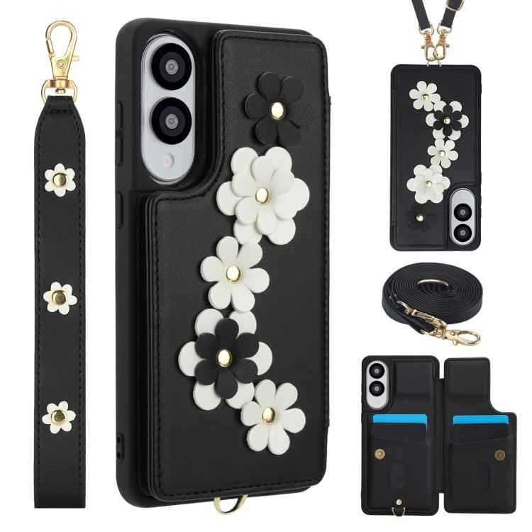 Crossbody Flower Pattern Leather Phone Case, For Samsung Galaxy S26+ 5G, For Samsung Galaxy S26 Ultra 5G, For Samsung Galaxy S26 5G, For Samsung Galaxy S25 Edge 5G, For Samsung Galaxy S25+ 5G, For Samsung Galaxy S25 Ultra 5G                            ...