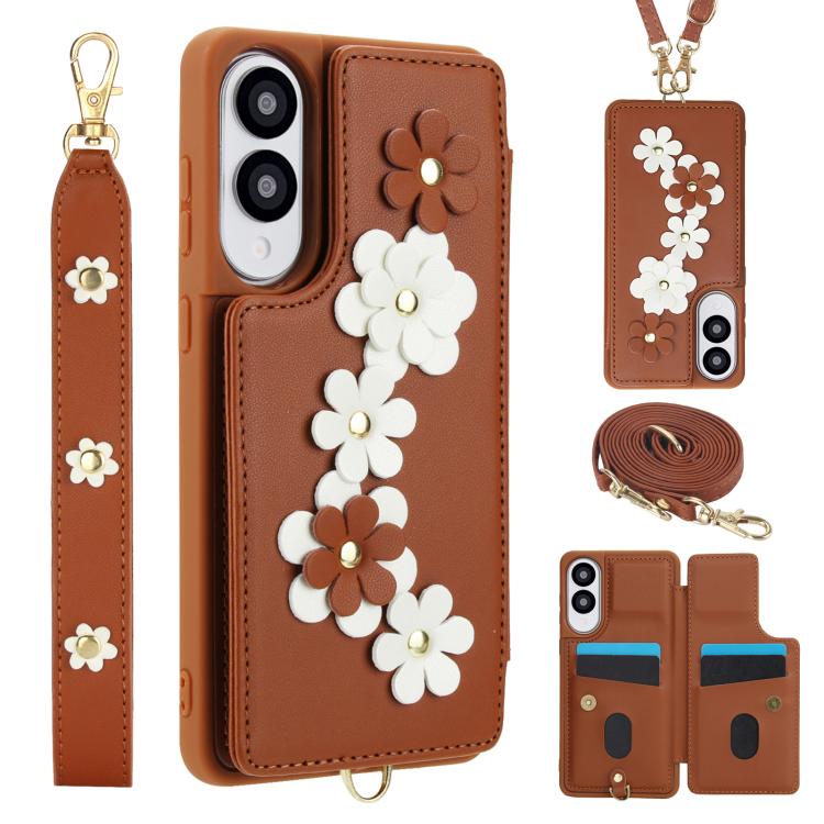 Crossbody Flower Pattern Leather Phone Case, For Samsung Galaxy S26+ 5G, For Samsung Galaxy S26 Ultra 5G, For Samsung Galaxy S26 5G, For Samsung Galaxy S25 Edge 5G, For Samsung Galaxy S25+ 5G, For Samsung Galaxy S25 Ultra 5G                            ...