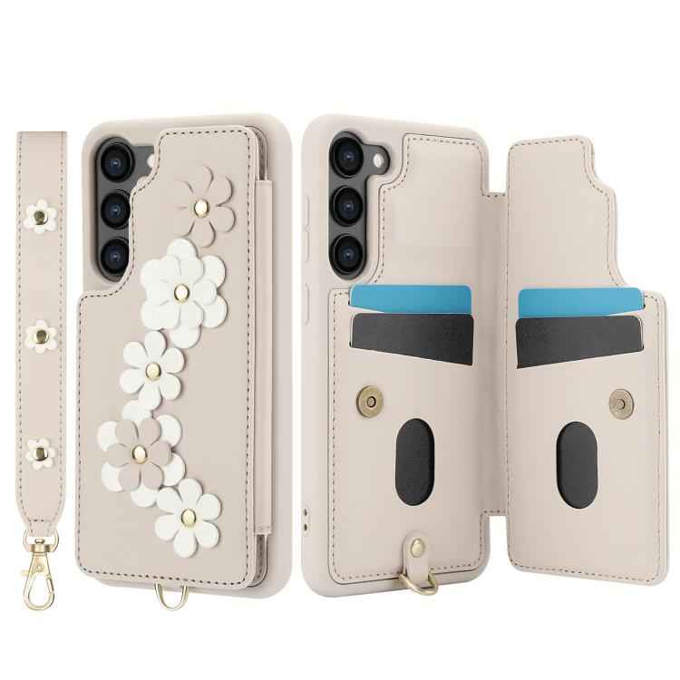 Crossbody Flower Pattern Leather Phone Case, For Samsung Galaxy S26+ 5G, For Samsung Galaxy S26 Ultra 5G, For Samsung Galaxy S26 5G, For Samsung Galaxy S25 Edge 5G, For Samsung Galaxy S25+ 5G, For Samsung Galaxy S25 Ultra 5G                            ...