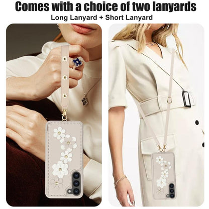 Crossbody Flower Pattern Leather Phone Case, For Samsung Galaxy S26+ 5G, For Samsung Galaxy S26 Ultra 5G, For Samsung Galaxy S26 5G, For Samsung Galaxy S25 Edge 5G, For Samsung Galaxy S25+ 5G, For Samsung Galaxy S25 Ultra 5G                            ...