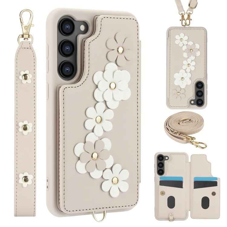 Crossbody Flower Pattern Leather Phone Case, For Samsung Galaxy S26+ 5G, For Samsung Galaxy S26 Ultra 5G, For Samsung Galaxy S26 5G, For Samsung Galaxy S25 Edge 5G, For Samsung Galaxy S25+ 5G, For Samsung Galaxy S25 Ultra 5G                            ...
