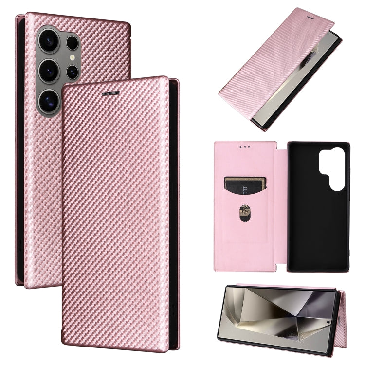 Carbon Fiber Texture Flip Leather Phone Case, For Samsung Galaxy S25 Ultra 5G, For Samsung Galaxy S24 FE 5G