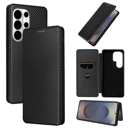 Carbon Fiber Texture Flip Leather Phone Case, For Galaxy S26 FE 5G, For Samsung Galaxy S26+ 5G, For Samsung Galaxy S26 Edge 5G, For Samsung Galaxy S26 Ultra 5G, For Samsung Galaxy S26 5G, For Samsung Galaxy S25 FE 5G, For Samsung Galaxy S25 Edge 5G    ...