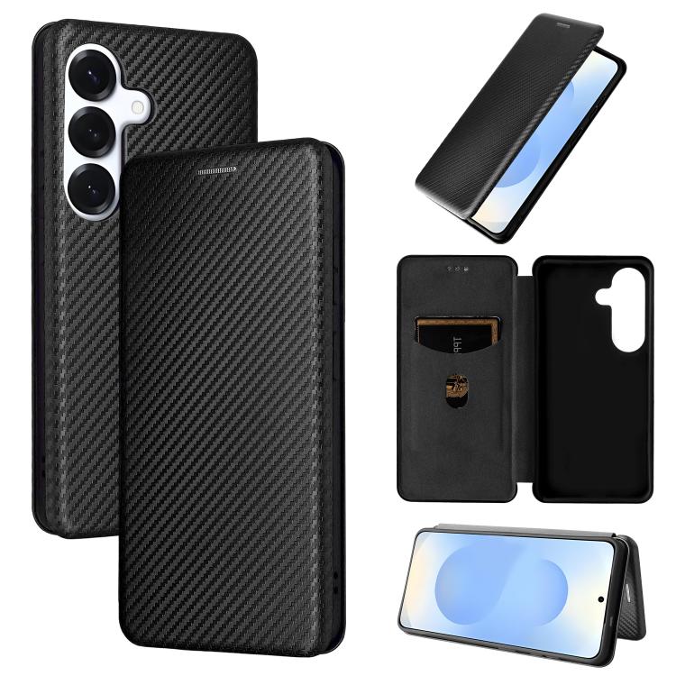 Carbon Fiber Texture Flip Leather Phone Case, For Galaxy S26 FE 5G, For Samsung Galaxy S26+ 5G, For Samsung Galaxy S26 Edge 5G, For Samsung Galaxy S26 Ultra 5G, For Samsung Galaxy S26 5G, For Samsung Galaxy S25 FE 5G, For Samsung Galaxy S25 Edge 5G    ...