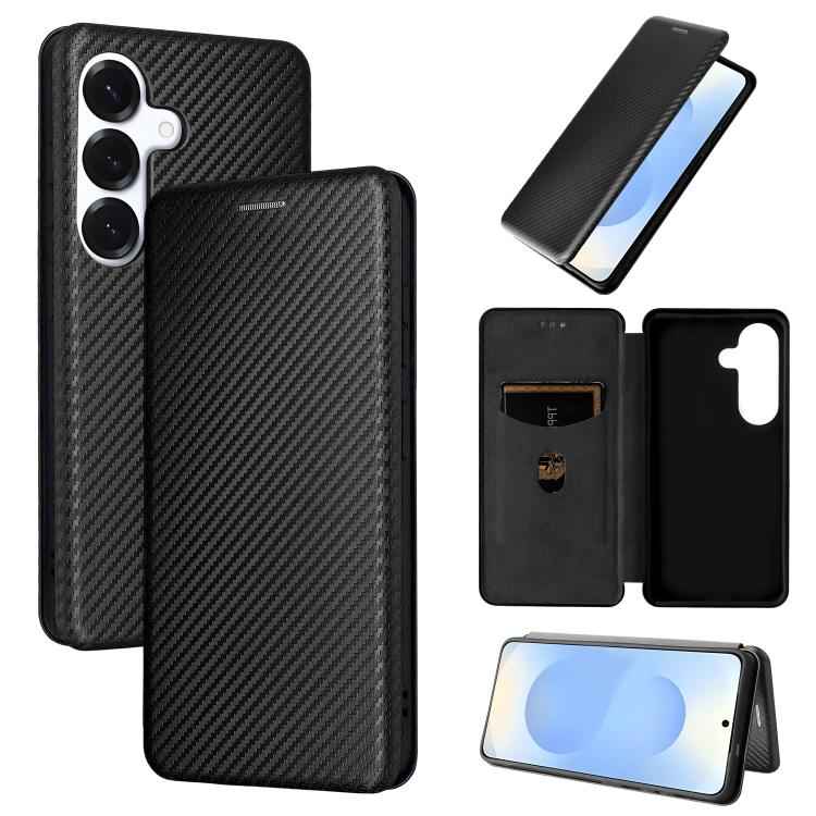 Carbon Fiber Texture Flip Leather Phone Case, For Samsung Galaxy S26+ 5G, For Samsung Galaxy S26 Edge 5G, For Samsung Galaxy S26 Ultra 5G, For Samsung Galaxy S26 5G, For Samsung Galaxy S25 FE 5G, For Samsung Galaxy S25 Edge 5G, For Samsung Galaxy S25 5...