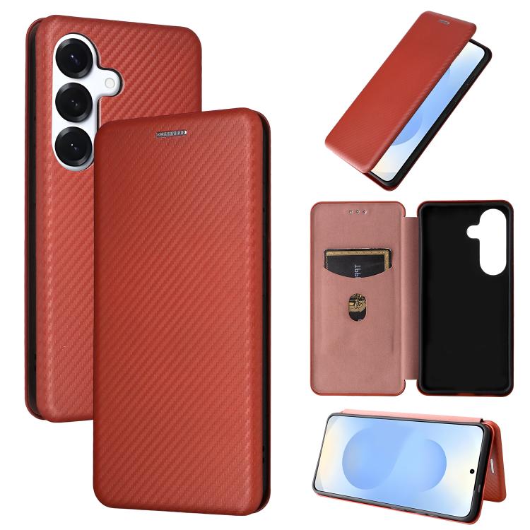Carbon Fiber Texture Flip Leather Phone Case, For Galaxy S26 FE 5G, For Samsung Galaxy S26+ 5G, For Samsung Galaxy S26 Edge 5G, For Samsung Galaxy S26 Ultra 5G, For Samsung Galaxy S26 5G, For Samsung Galaxy S25 FE 5G, For Samsung Galaxy S25 Edge 5G    ...